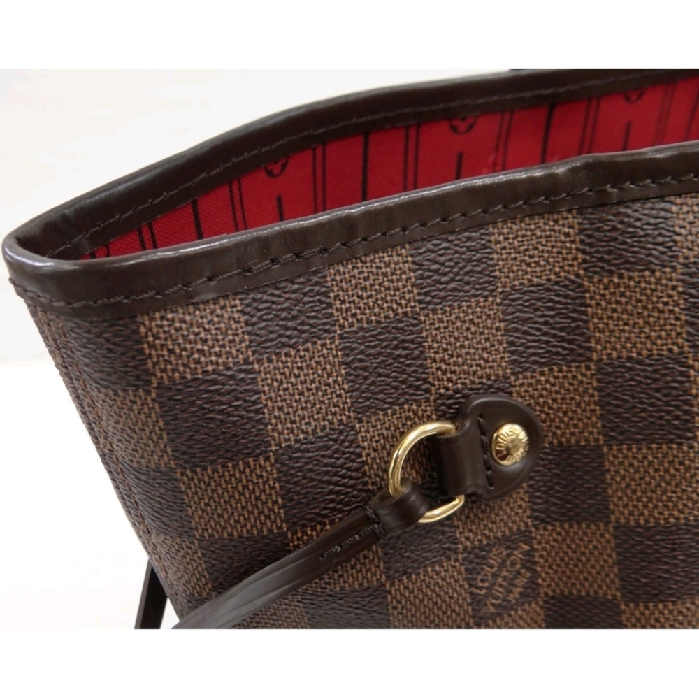 💕Louis Vuitton Tote Bag Neverfull MM Damier Ebene "Cherry RED Interior" - Picture 7 of 16